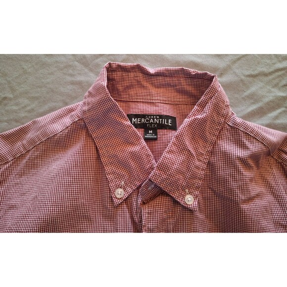 J. Crew Mercantile Flex Maroon White Plaid Button-Up Shirt Size Medium, Mens M - Picture 5 of 7